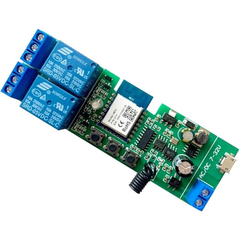 WiFi RF Wireless Relay 2 Channel Auto Lock Mode Remote Control Access Control Smart Garage Door Compatible with Alexa Goolge Home (Smart life app)