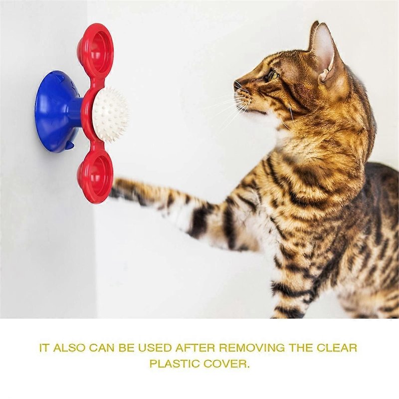 Moulin À Vent Pour Chat, Jouet Interactif Pour Animaux De Compagnie, Puzzle Pour Chat Avec Plateau Tournant, Bleu