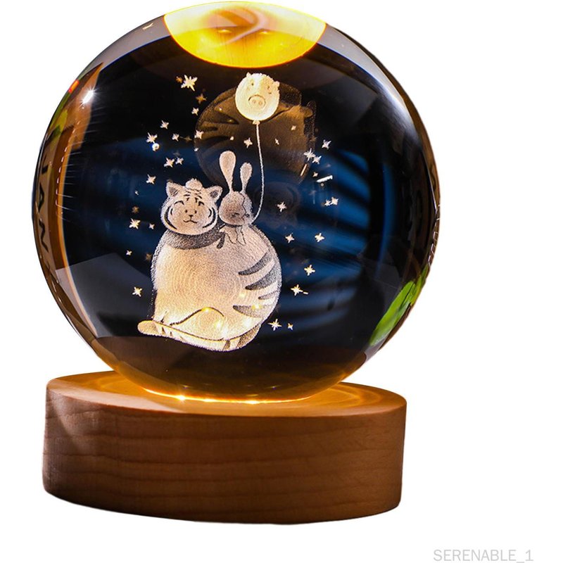 Lampe De Projection De Veilleuse Boule Transparente De 6cm, Pour Enfants, Obèse Chat Obèse