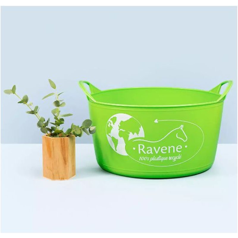 Seau ravene flexible plastique recycle – vert, équitation, cheval 15 litres
