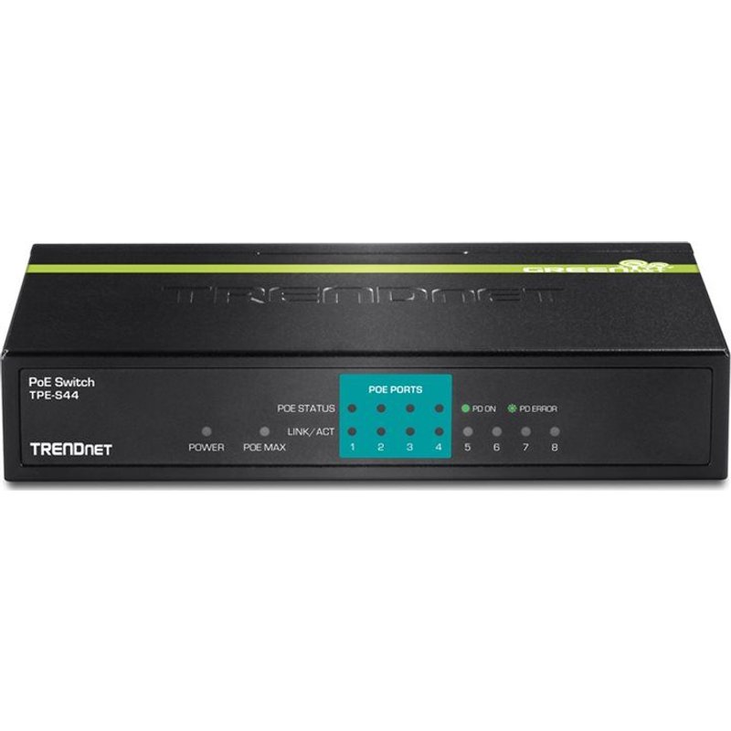 TRENDnet TPE-S44 - Commutateur - 4 x 10/100 (PoE) + 4 x 10/100 - de bureau - PoE - Conformité TAA