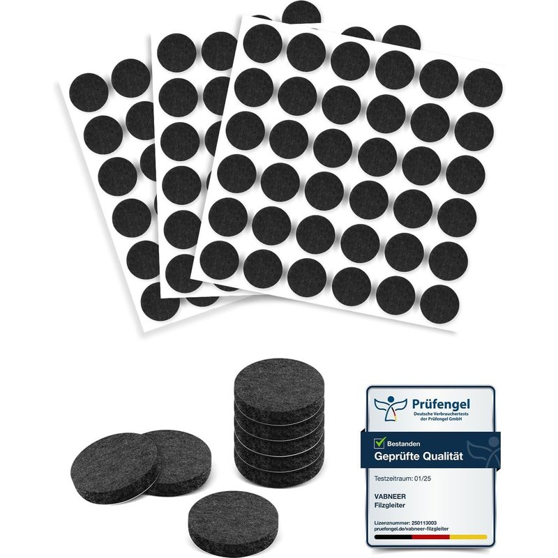 108 Pièces Patins En Feutre, 15mm Noir Auto-Adhésifs Protecteur De Sol Tampon Feutre, 5mm D'épaisseur, Patins Pour Meubles Pour Pieds De Meubles (Rond, 15mm)