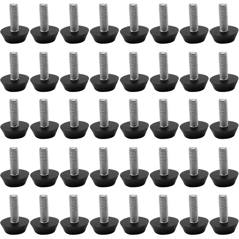 40 Pièces Pieds De Nivellement Pour Meuble, Pied Réglable Hauteur En Acier Inoxydable M6 X 20mm Vis De Réglage, Pied De Table Reglable Pour Table Et Chaise Protection Du Sol (Noir)
