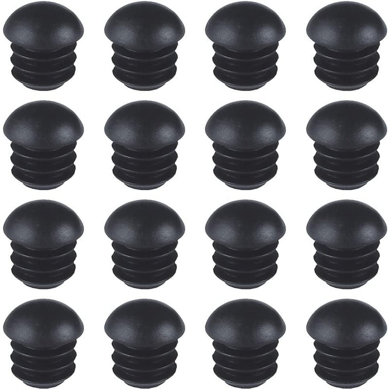 Bouchons Ronds En Plastique (16mm), 16 Pièces Embout Bouchons Pour Tube De Chaise De Rond, Empiècements Embouts Ronds Bombés Nervurés Pour Pieds De Table, Chaise, Meuble (Noir)
