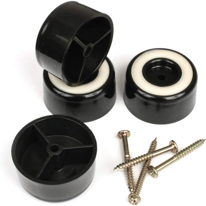 Lot De 4 Embouts De Protection Pour Pieds De Meuble - 25 Mm De Haut - Caoutchouc Anti-Dérapant - Embouts De Remplacement Avec Vis - Plastique Noir - Cb511