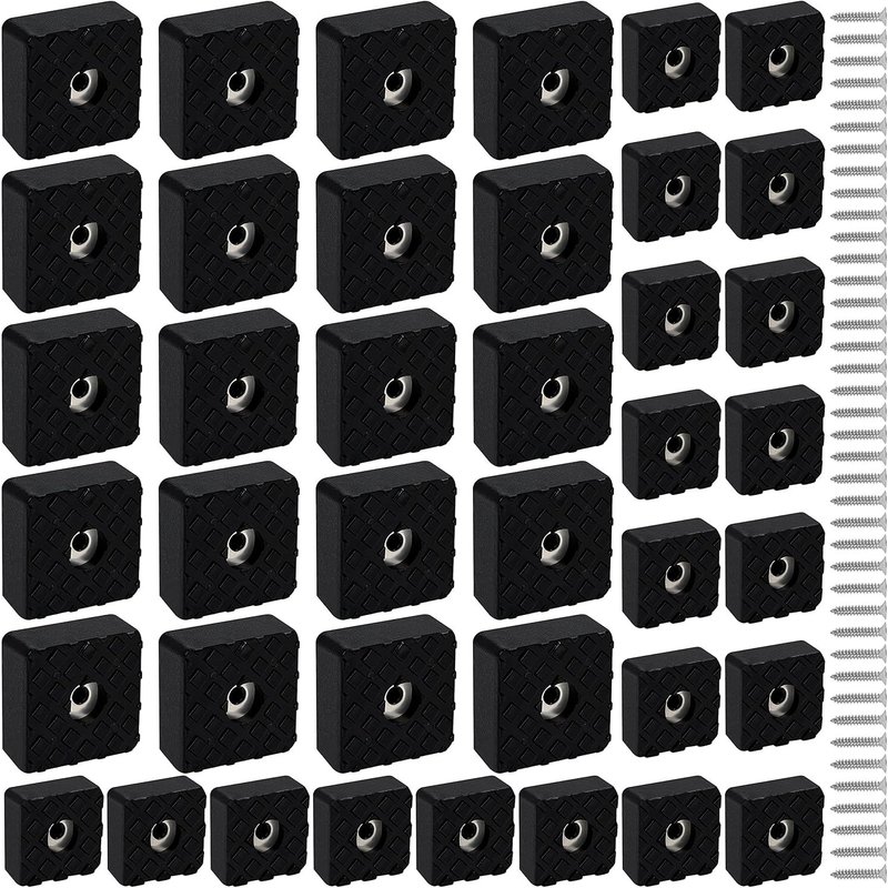 Pied Caoutchouc Noir Pour Meubles Avec Vis (Lot De 40) - 22 Mm & 30 Mm - Tampon Caoutchouc Robuste À Visser Antidérapants - Embout De Chaise, Bureaux Et Tables Pour Tapis Et Bois Dur