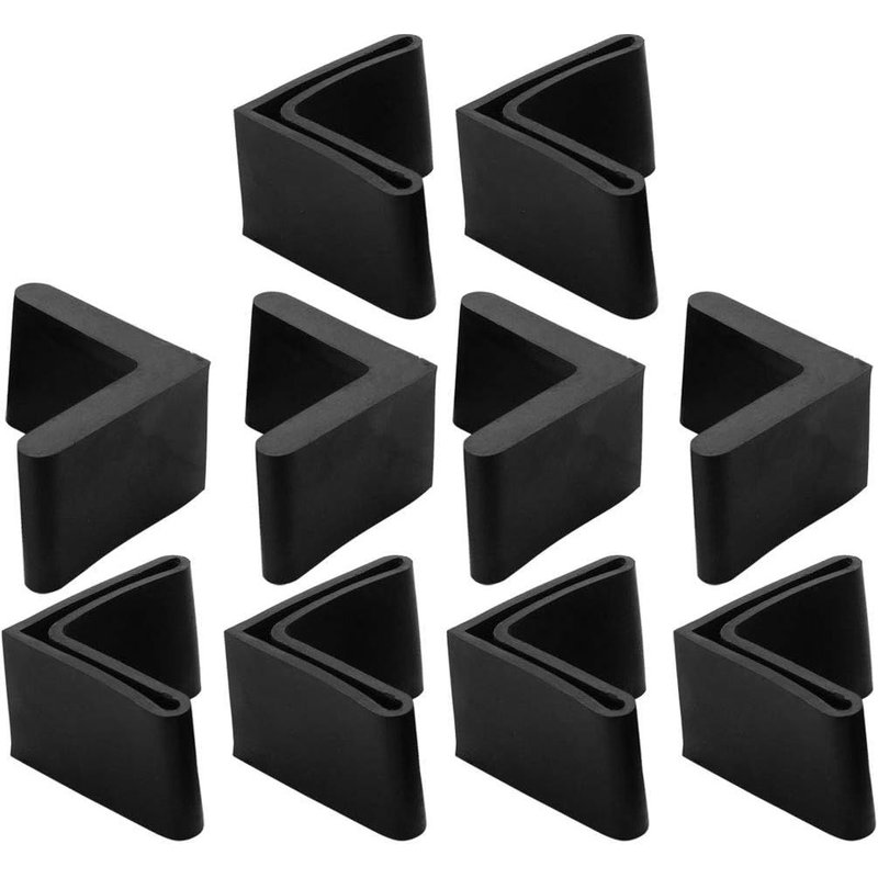 Casquettes Pieds Jambes Meubles Patin En Fer À Angle Meuble Couvre-Jambes En Caoutchouc Forme L 25 X 25mm 10 Pcs Noir