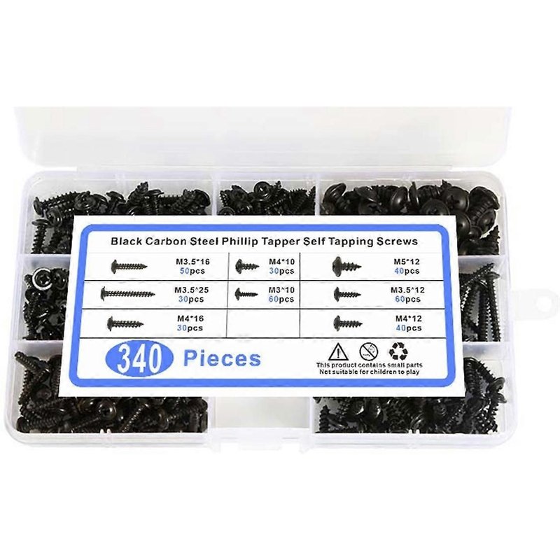 Vis autotaraudeuses rondes en acier au carbone noir avec rondelles