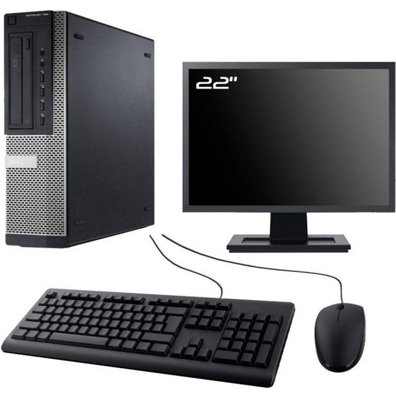 PC Dell Optiplex 790 DT Ecran 22" Intel I7-2600 RAM 32Go SSD 480Go W10 Wifi