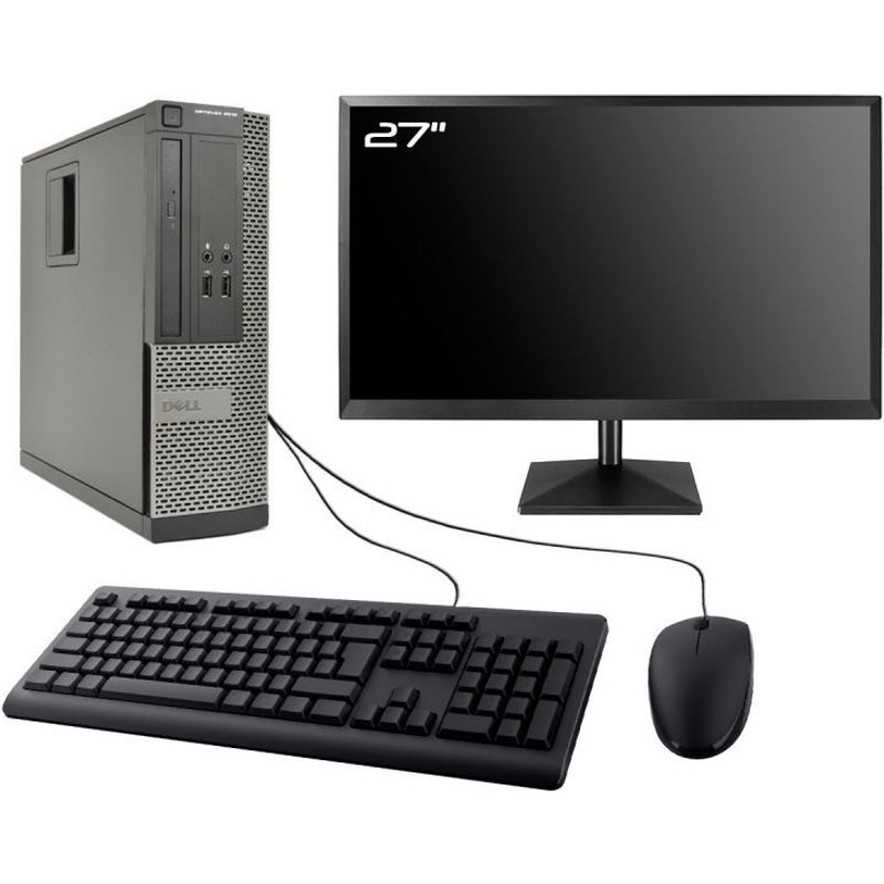 PC Dell Optiplex 3010 SFF Ecran 27" Intel I3-3220 RAM 8Go SSD 960Go W10 Wifi