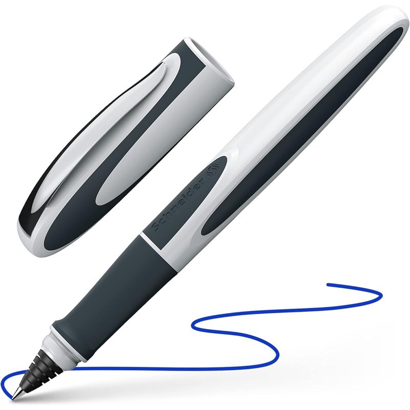 Ray Stylo Roller (Rechargeable Avec Cartouches D'Encre Standard, Convient Aux Droitiers Et Gauchers) 1 Pièce, Blanc/Gris