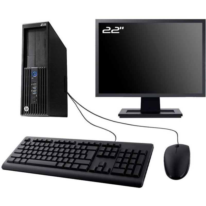 PC HP WorkStation Z230 SFF Ecran 22" Intel I7-4770 RAM 32Go HDD 500Go W10 Wifi