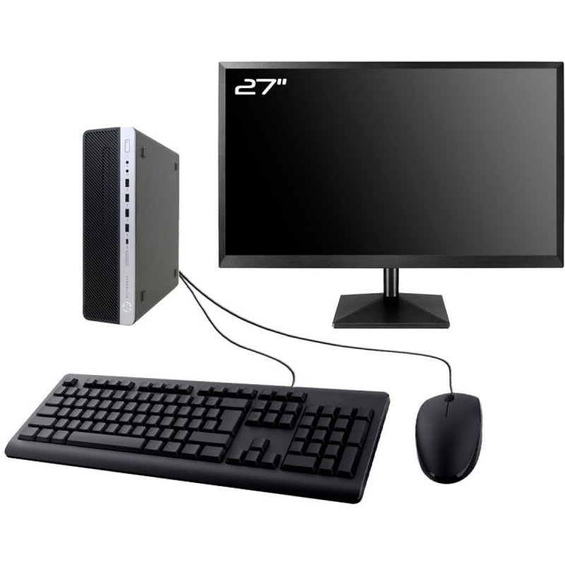 PC HP EliteDesk 800 G4 SFF Ecran 27" Intel I7-8700 RAM 32Go SSD 2To W11 Wifi