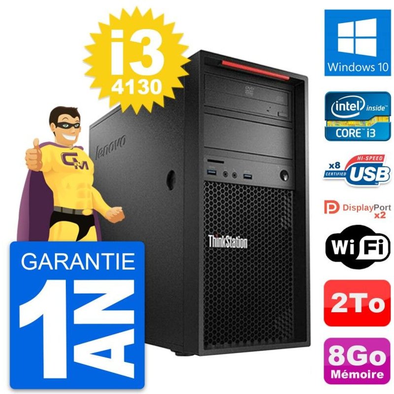 PC Tour Lenovo ThinkStation P300 Core i3-4130 RAM 8Go Disque 2To Windows 10 Wifi