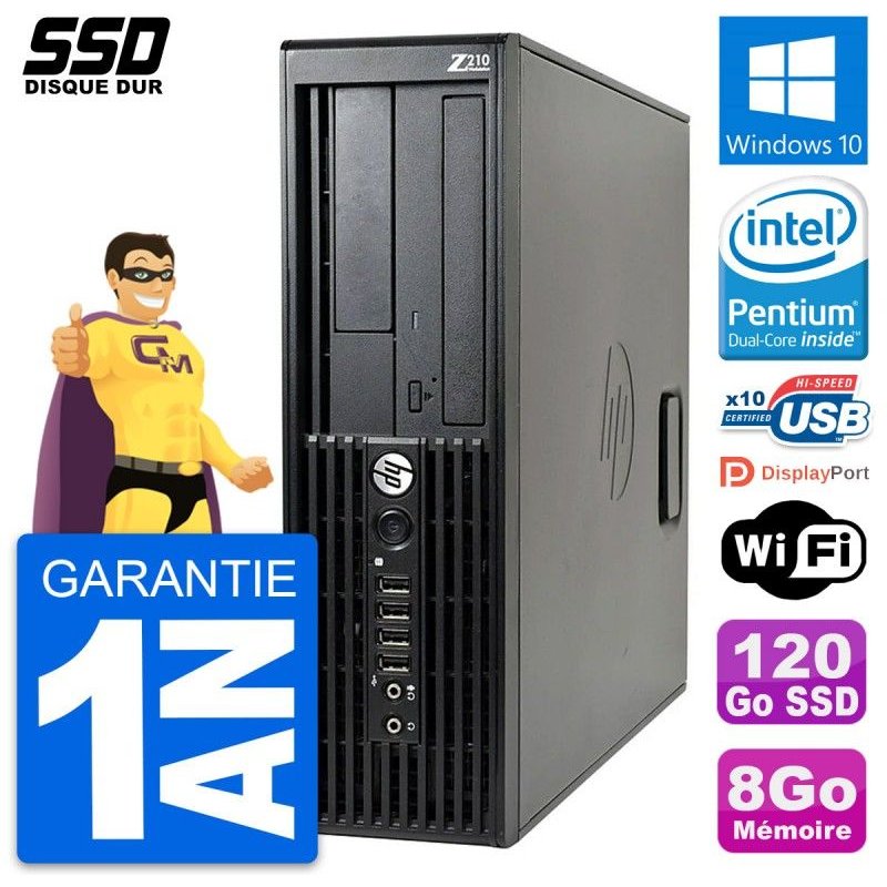 PC HP WorkStation Z210 SFF Intel Pentium G630 RAM 8Go SSD 120Go Windows 10 Wifi