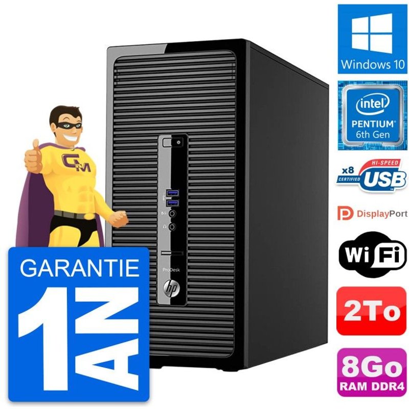 PC Tour HP ProDesk 400 G3 MT Pentium G4400 RAM 8Go Disque 2To Windows 10 Wifi