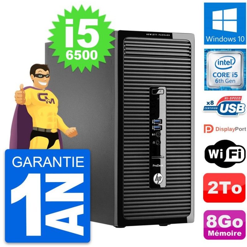 PC Tour HP ProDesk 400 G3 MT Intel i5-6500 RAM 8Go Disque 2To Windows 10 Wifi