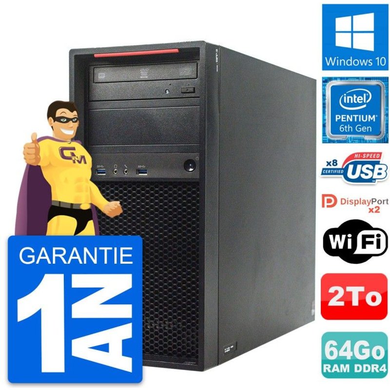 PC Tour Lenovo ThinkStation P310 Intel G4400 RAM 64Go Disque 2To Windows 10 Wifi