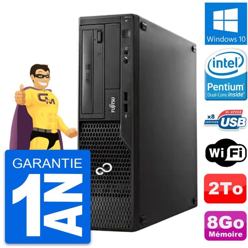 PC Fujitsu Esprimo E510 DT Pentium G2020 RAM 8Go Disque Dur 2To Windows 10 Wifi