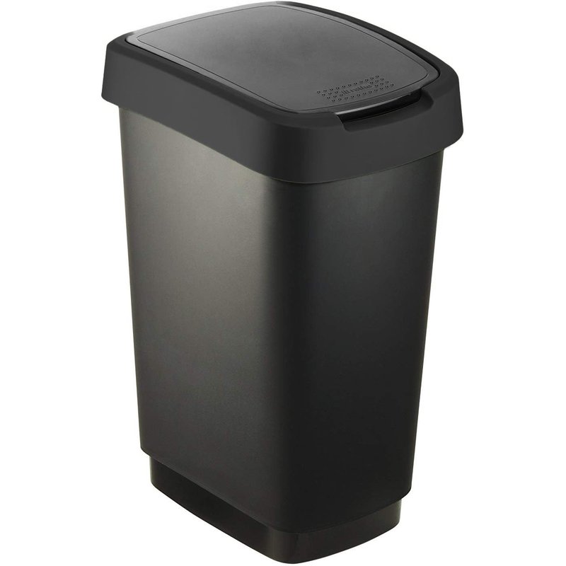 TEPPD-Salsa Poubelle 25l avec couvercle, plastique (PP) sans BPA, Noir, 25l (33.3 x 25.2 x 47.6 cm)
