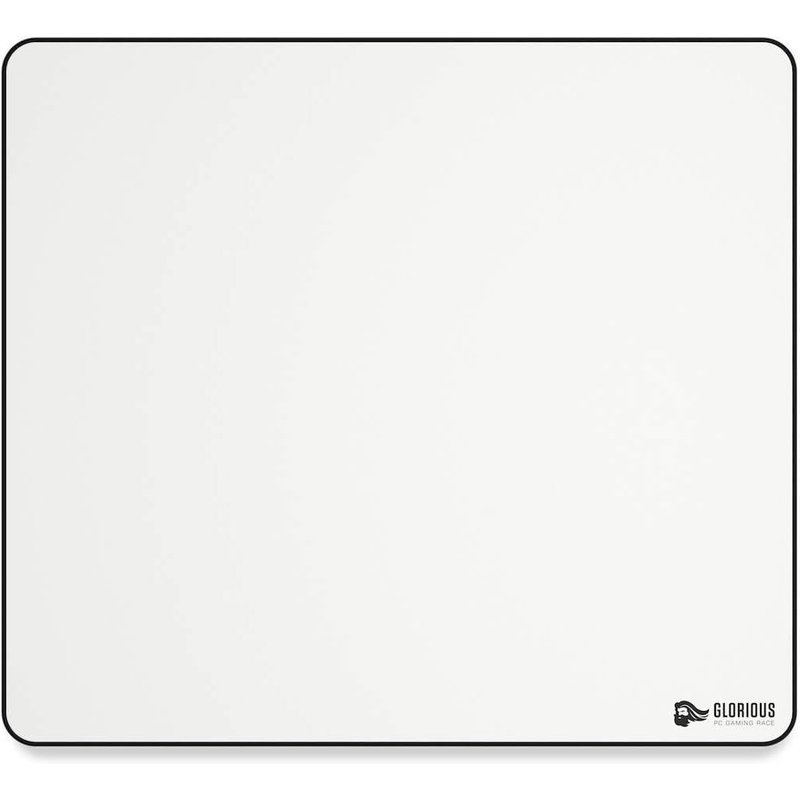TEPPD-Glorious Gaming Tapis de Souris en Tissu (XL Heavy) - Bords Cousus, Surface Lisse pour Vitesse et contrôle, Base Anti-dérapante, Lavable en Machine, XL (460 x 410 x 5 mm) - Blanc