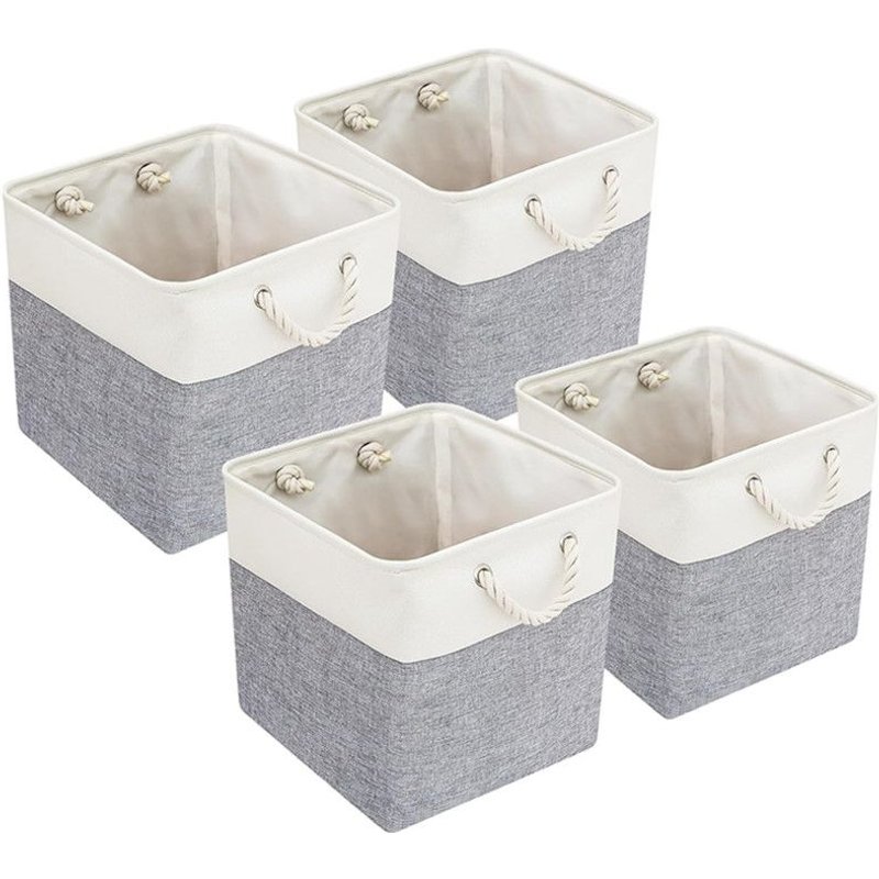Lot De 4 Boîte De Rangement En Tissu, Panier De Rangement Pliable, Cube De Rangement Avec Poignées, Pour Vêtements, Enfant Jouets, Livres