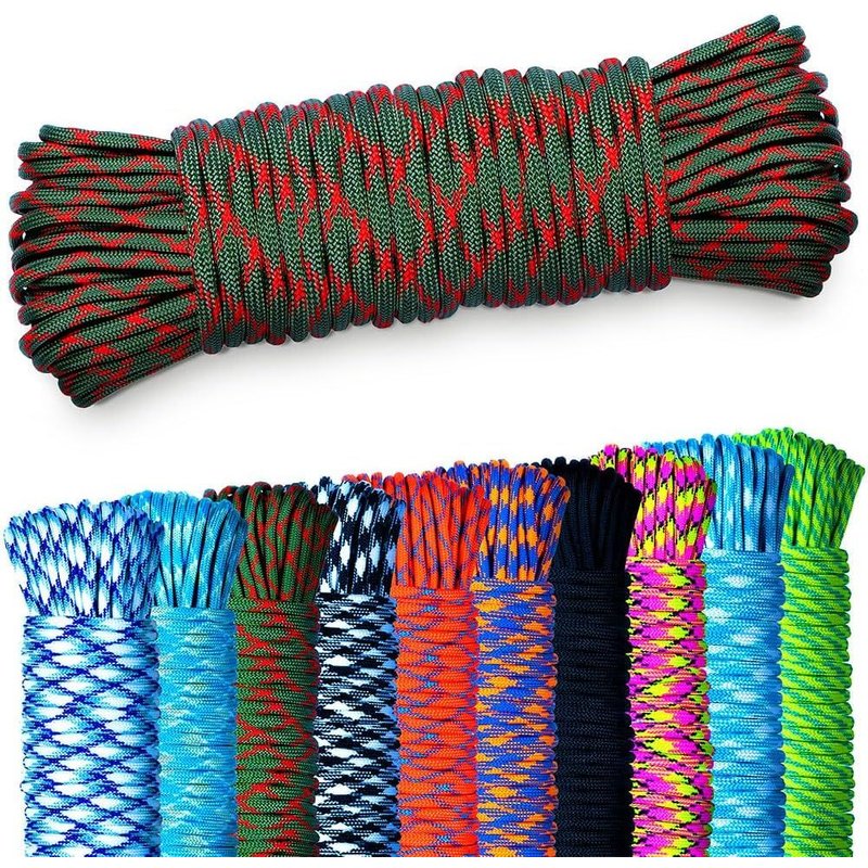 Paracorde 550 5,10 Ou 15 M7 Brins De CordeÉquipement D'extérieur,CampingParacord Pour Collier De ChienLaisse Pour Chien (Noir/Rouge,10 M)