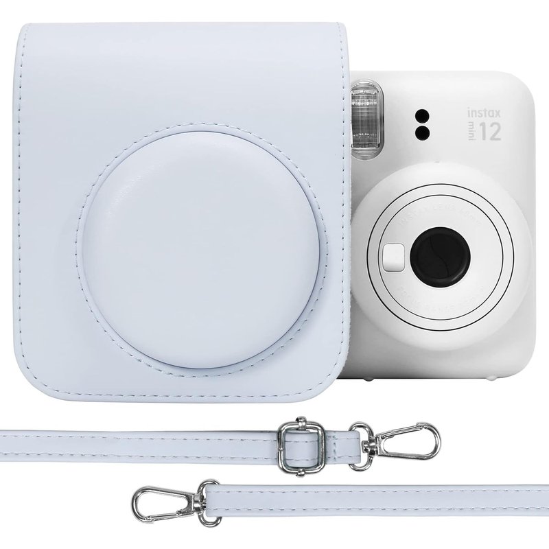 PU Leather Protective Case for Fujifilm instax Mini 12/11 Instant Film Camera Travel Bag with Adjustable Shoulder Strap,Clay White,Handbag Organizer