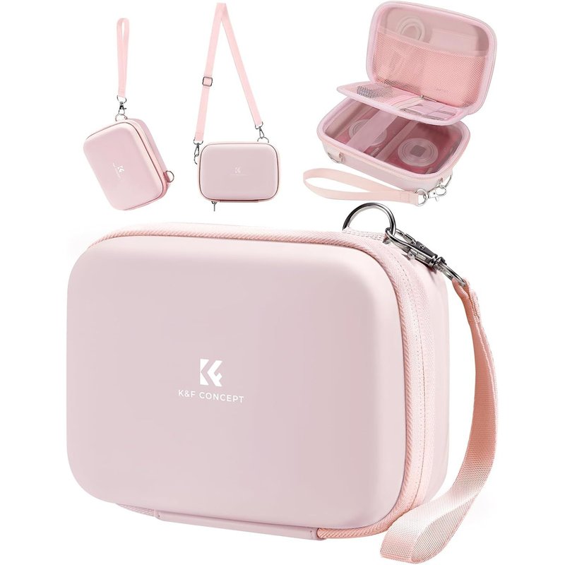 SLR Camera Case,Waterproof Shock Resistant Digital Camera Case,Small Camera Bag with 2 Crossbody Straps,Pink,Camera Case