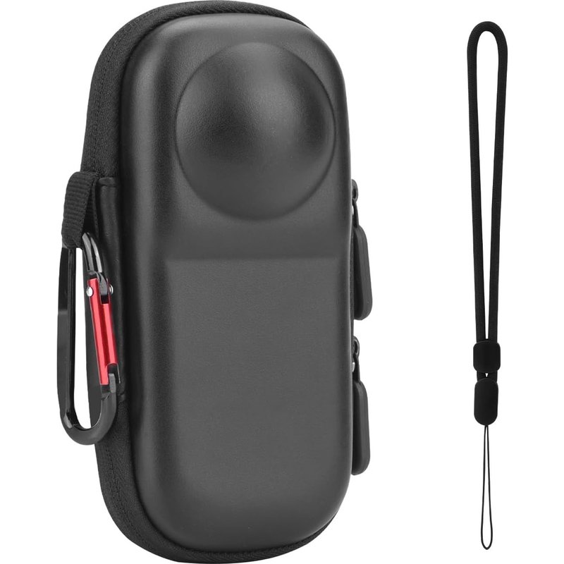 Small Portable Bag for Insta360 X4 (for Lens Cap) Hard Carrying Case Travel Protector with Wrist Strap Carabiner for Insta360 X4 Camera
