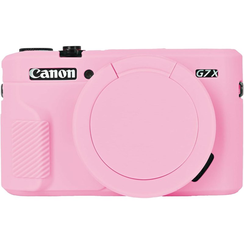 G7X2 Digital Camera Case for Canon G7 X Mark II Soft Silicone Protective Case Cover with Lens Cap for Canon G7X II Camera Pink