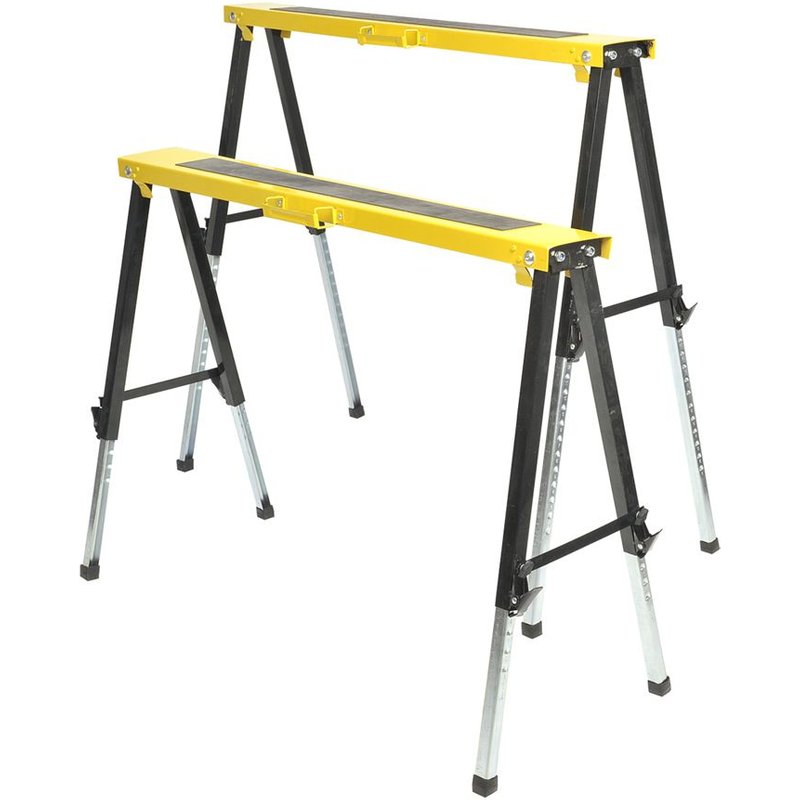 Lot de 2 tréteaux réglables télescopiques métal 150kg