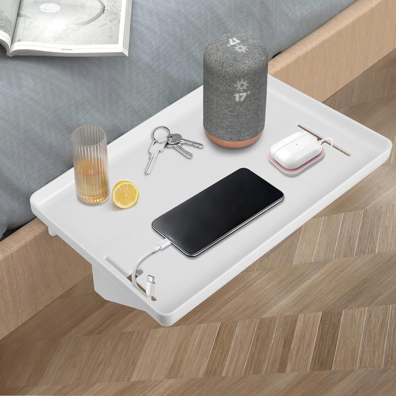 Table De Chevet À Suspendre Pour Lit, Étagère Avec Guide-Câble, Étagère De Chevet À Clipser, Lit Superposé Et Lit À Sommier Tapissier, Plateau De Lit Flottant, 32 X 23,3 Cm