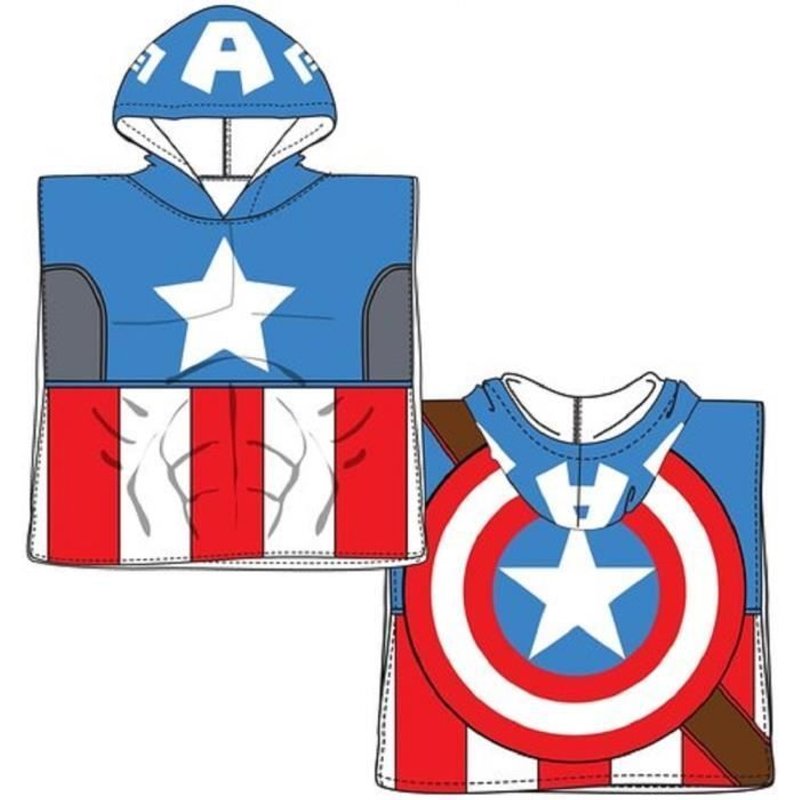 Marvel Avengers Captain America Poncho À Capuche Serviette