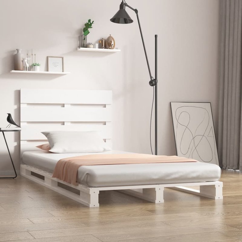 Vidaxl Cadre De Lit Blanc 90x190 Cm Bois De Pin Massif Simple