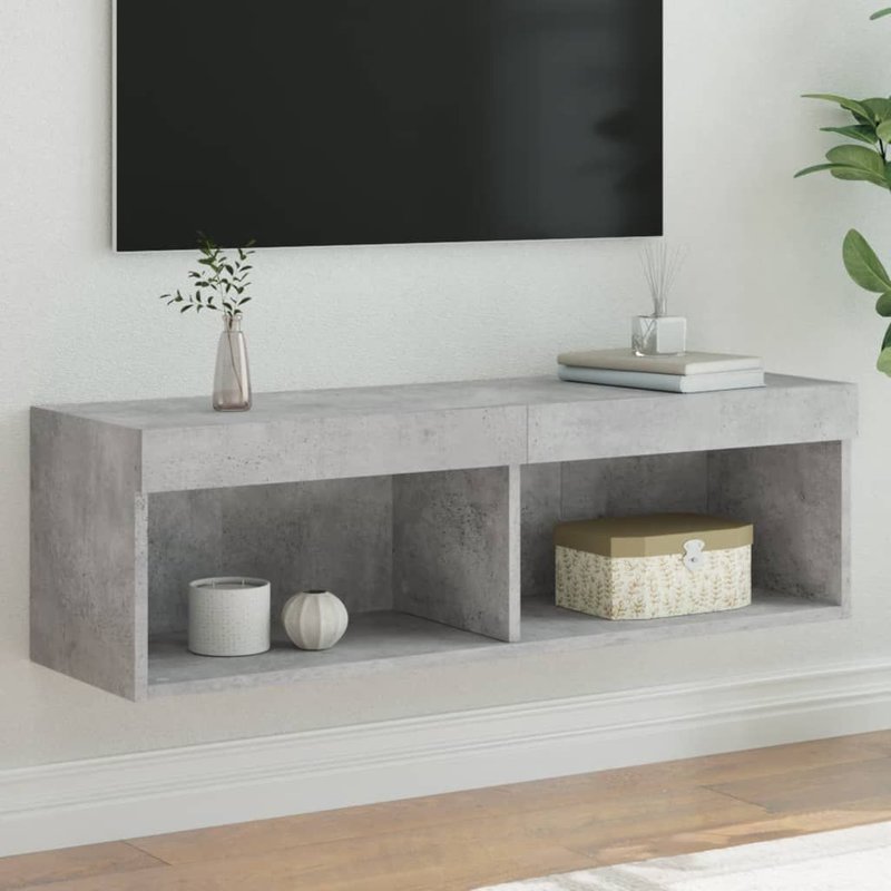 Vidaxl Meuble Tv Avec Lumières Led Gris Béton 100x30x30 Cm