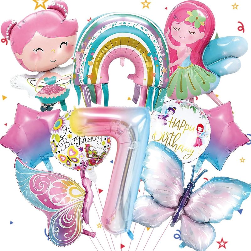 Sjzg-Lot De 10 Ballons Multicolores En Forme De Papillon - DĂ©coration D'anniversaire Pour Fille - Avec Ruban - Pour FĂȘte Ă ThĂšme, Festival, FĂȘte