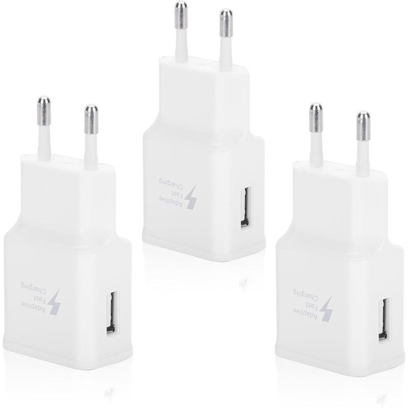 3 Pack Chargeur Usb Compatibles Avec Samsung Galaxy S21 S20 S10 S9 S8 S7 S6 Edge/Plus/Active A15 A13 A14 A33 A54 A55 Note 9/8 Z Flip 3/4/Z Fold3/ 4, Charge Rapide Telephone Prise Secteur Adaptateur