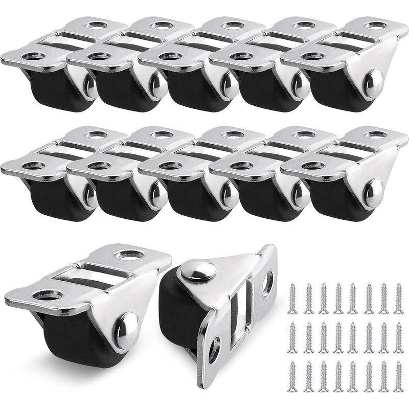 Set of 12 Mini Rubber Furniture Casters-Fixed Wheels with Steel Plate,Silent & Trace Free (Diameter 1.2 cm)-Ideal for Drawers,Tables,Toolboxes