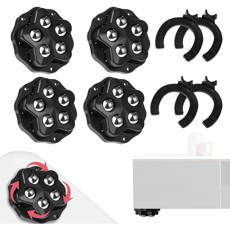 4 x Castors for Furniture,360 Grad Heavy Load,240 kg Mini Caster for Storage Bins,Night Tables,Small Refrigerators,White,4.8 cm Gauge