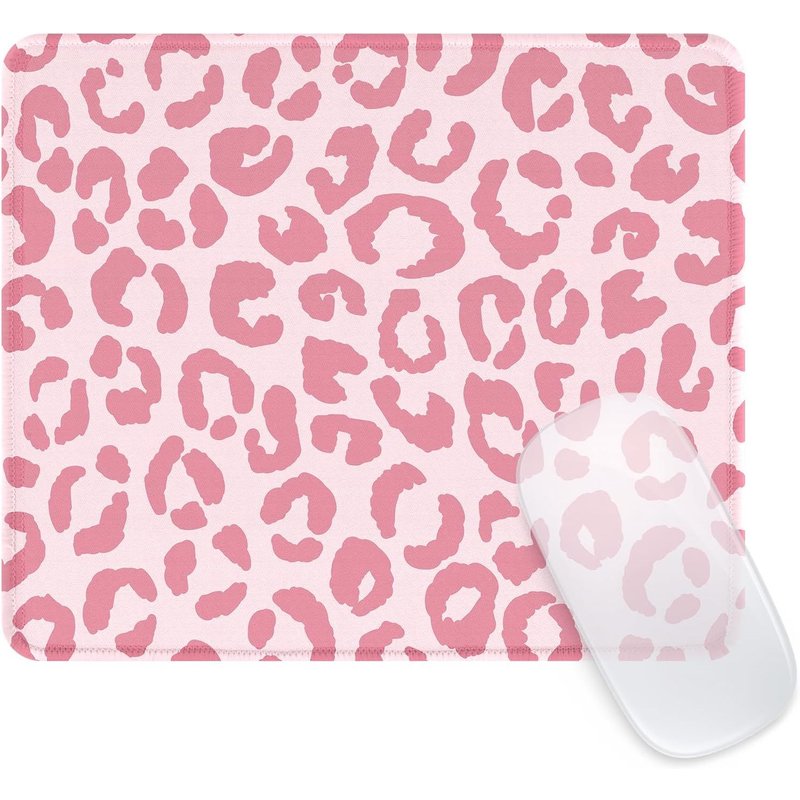 Leopard Cute Personality Mousepad Square Mouse Mat with Rubber Base Waterproof and Non-Slip Mousepad for Office,Work,Computer,Home,Pink
