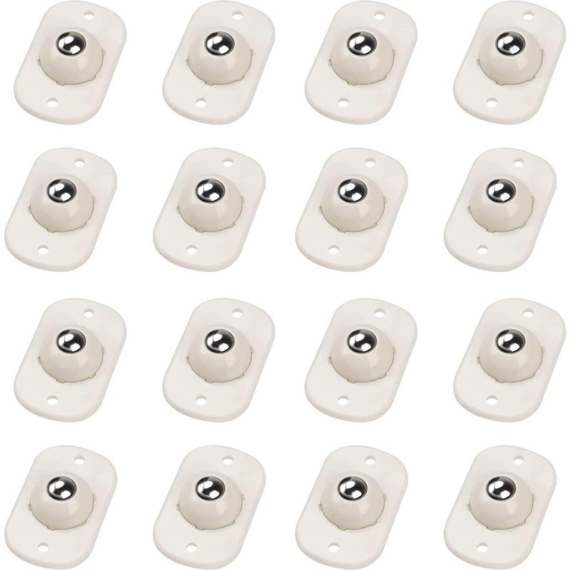 16 Pcs Mini Self Adhesive Casters,Self Adhesive Swivel Casters,Small Plastic Casters,Universal Pulley for Garbage Bin,360° Ball Casters,for Small Furniture (White)