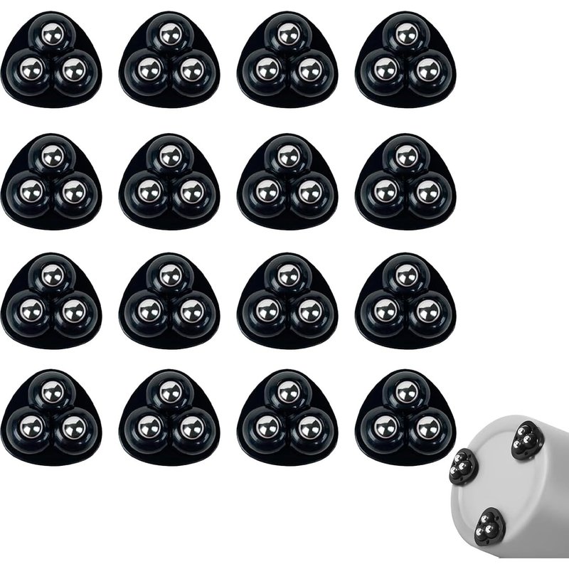 Lot De 16 Roulettes Pivotantes Autocollantes Pour Meubles,Mini Roues Pivotantes À 360° Avec 3 Billes En Acier,Pour Ustensiles De Cuisine,Petits Appareils,Meubles (Noir)