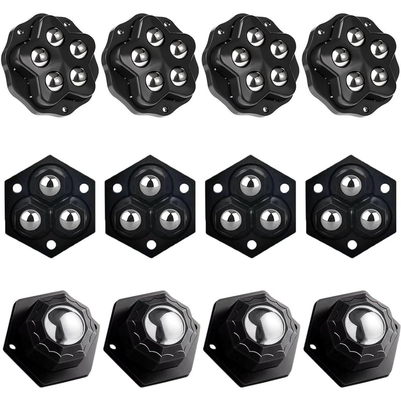 12 X Spherical Casters,Furniture Small Balls,Self-Adhesive,Swivel Furniture Mini Wheel Trolley Stainless Steel Box For Tables Chairs Cabinets Universal Casters