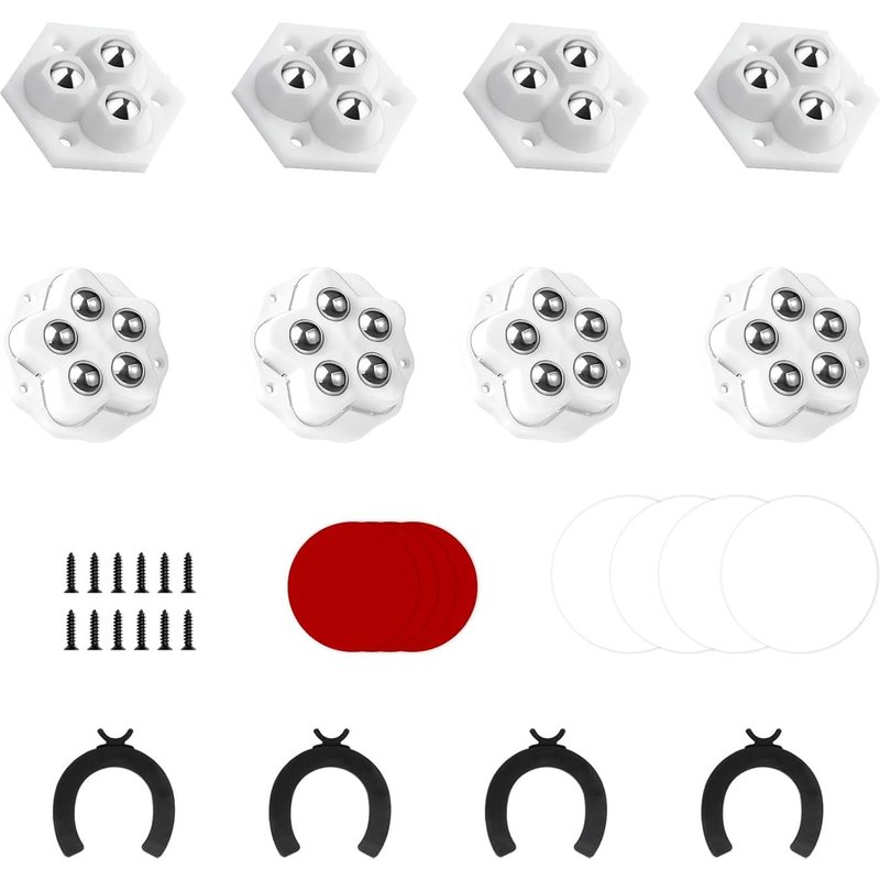Swivel Caster,8 Pieces Mini 360° Rotating Self Adhesive Casters,3 Beads And 5 Beads Small Casters For Furniture,Cabinets,Tables,Coffee Tables