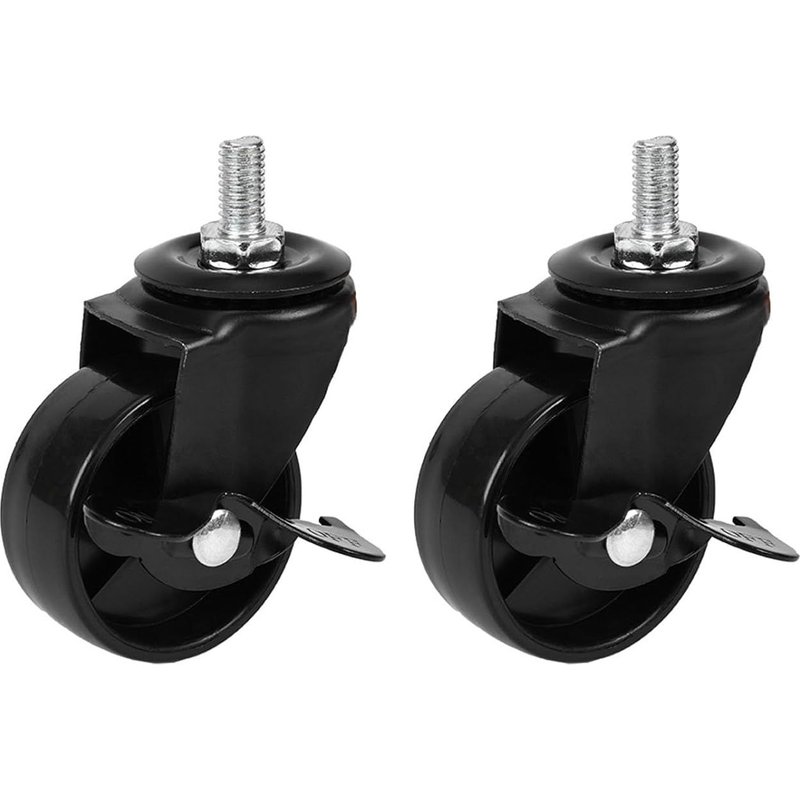 2 Pack Furniture Caster Caster Wheels M8 Transport Castors With Brake,Furniture Swivel Castors,Load Capacity 50kg Per Caster
