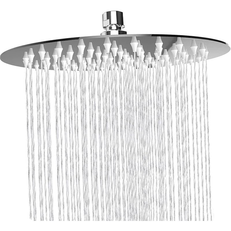 Pommeau de Douche à Effet Pluie, Pommeau de Douche à effet Pluie Haute Pression en Acier Inoxydable, Douche Cascade de Salle de Bain, Support Mural et Plafond Universel (20cm Chromée)