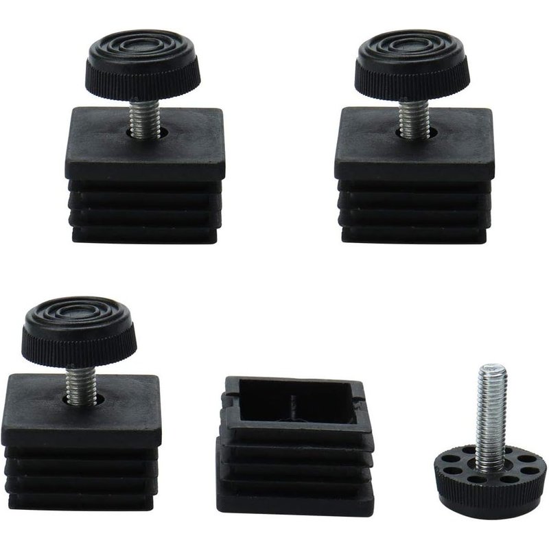 4pcs Pieds De Meubles Réglables Nivellement Patin Base Jambe Pied De Table Chaise Ajustables Protection Sol Inserts Tube Carré Patin De Meubles 30x30xm8+50