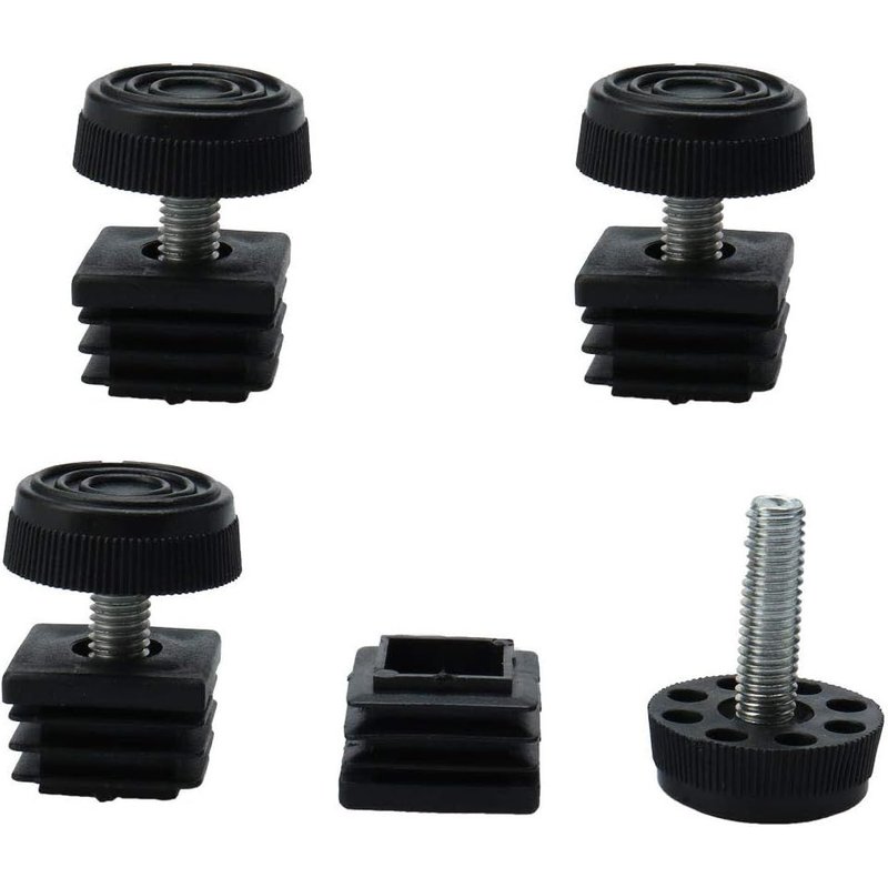 4pcs Pieds De Meubles Réglables Nivellement Patin Base Jambe Pied De Table Chaise Ajustables Protection Sol Inserts Tube Carré Patin De Meubles 25x25xm8+30
