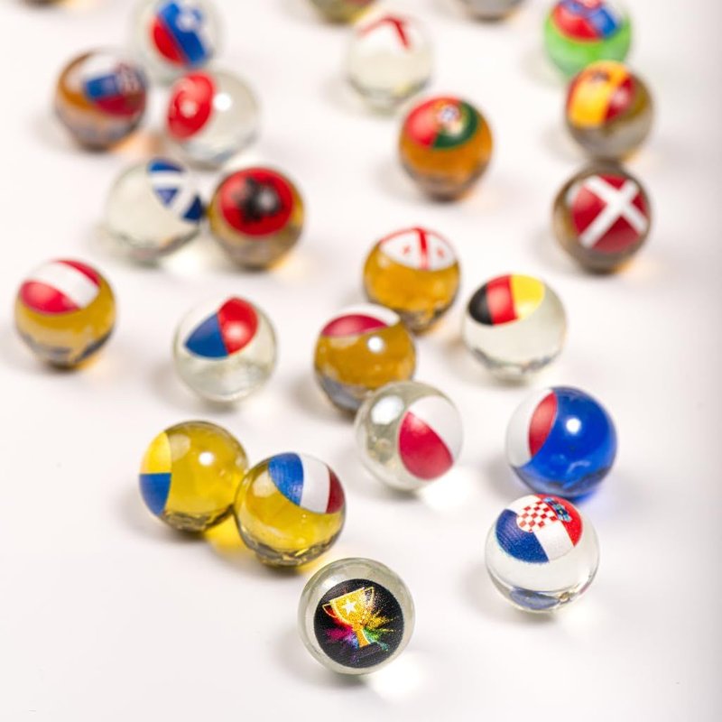 Collection Euro 25 Billes En Verre Pour Enfants Avec Drapeaux Des Pays De La Coupe Du Monde De Football 16 Mm Idéal Pour Les Circuits De Tournage Et Les Courses